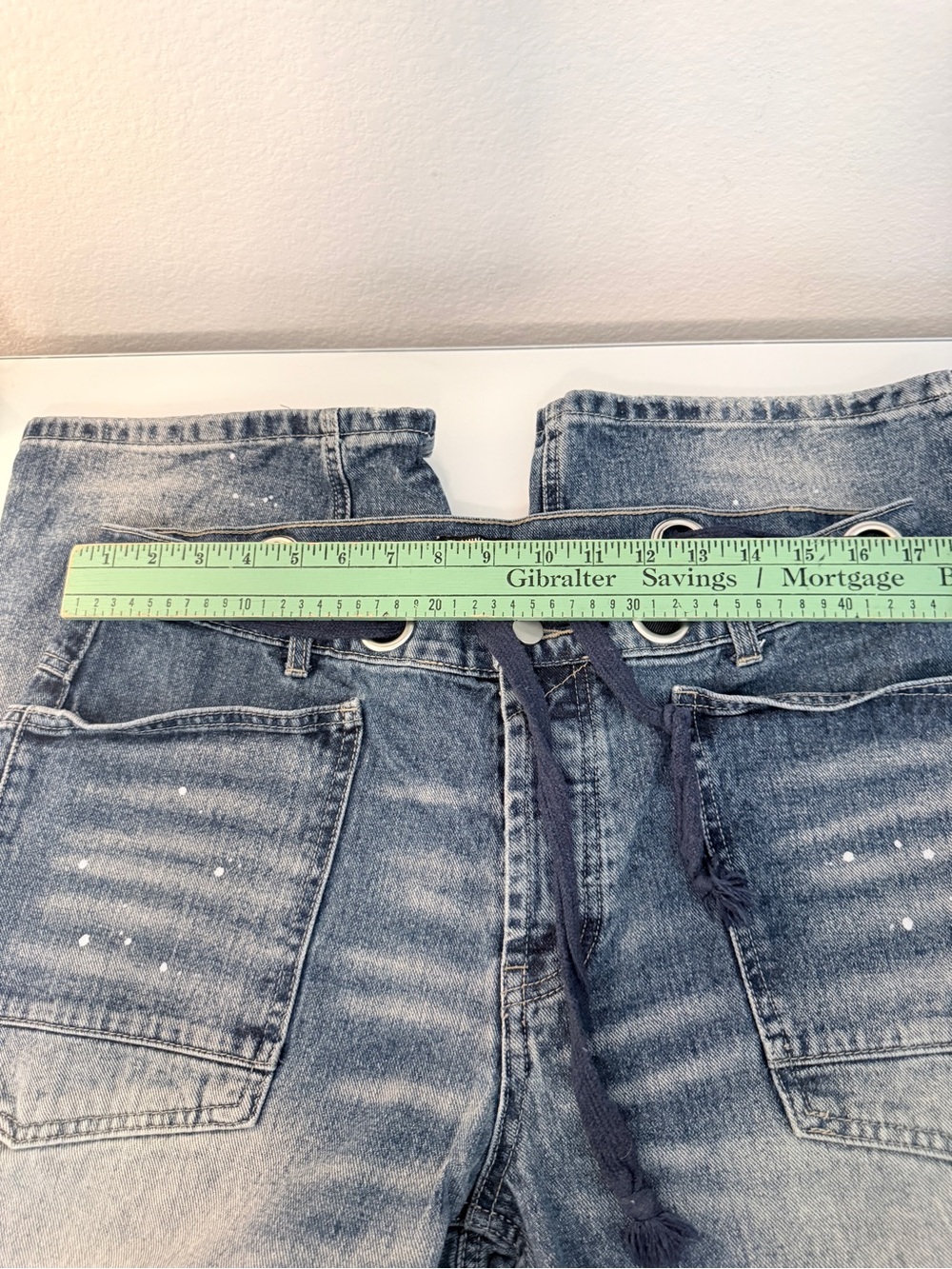 Flamingals Paint Splatter Grommet Wide Leg Cargo Jeans Size XL - Picture 5 of 8